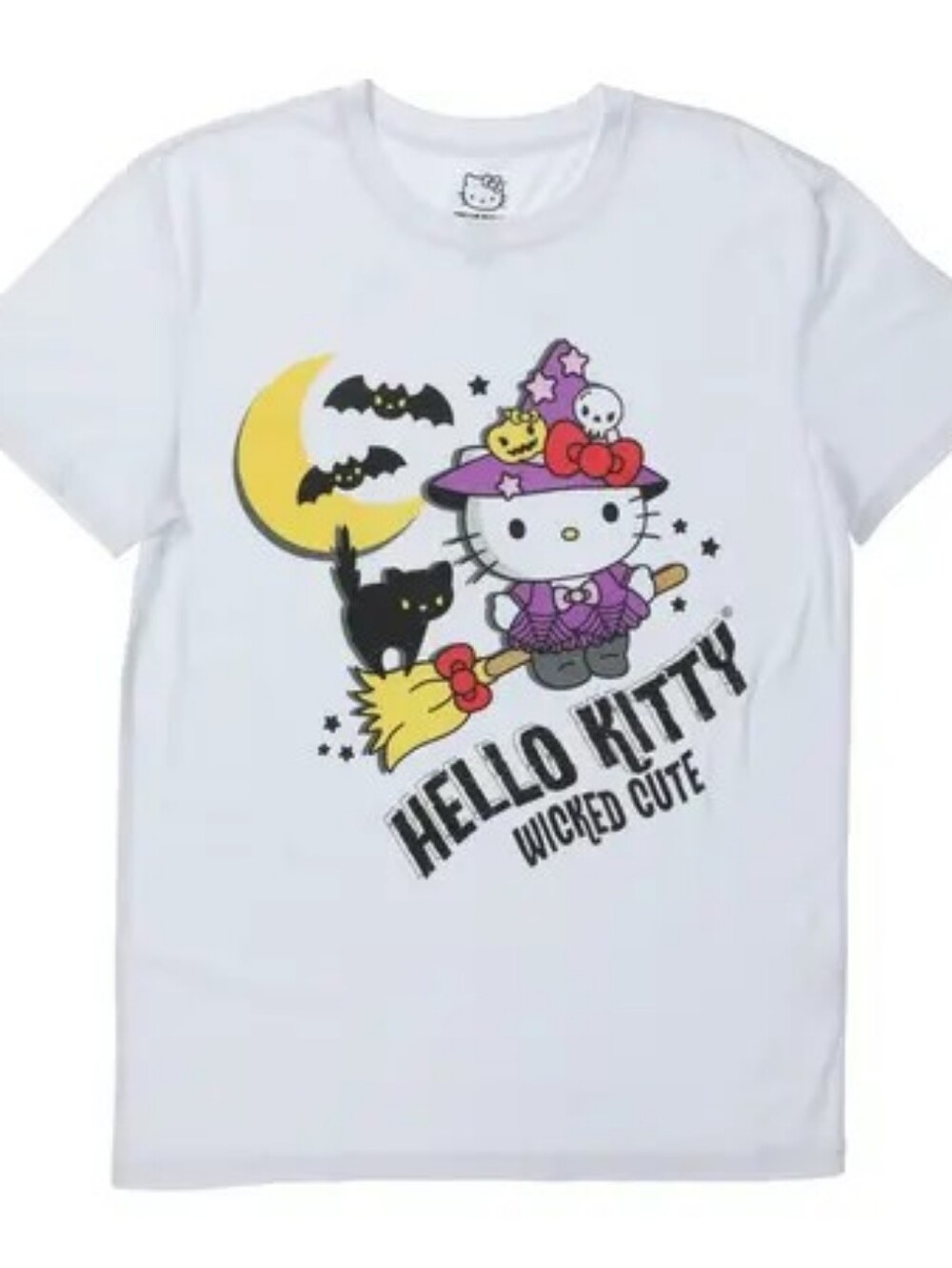 Hello Kitty Halloween Tee | White Spooky Graphic Shirt | Size Large